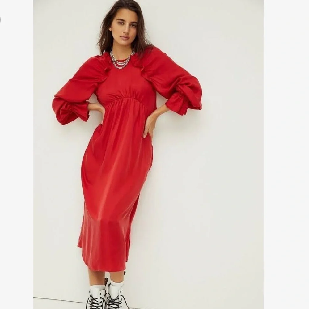 Free people KETEVANNA ELIZA DRESS NEW SIZE SMALL RED RUFFLE